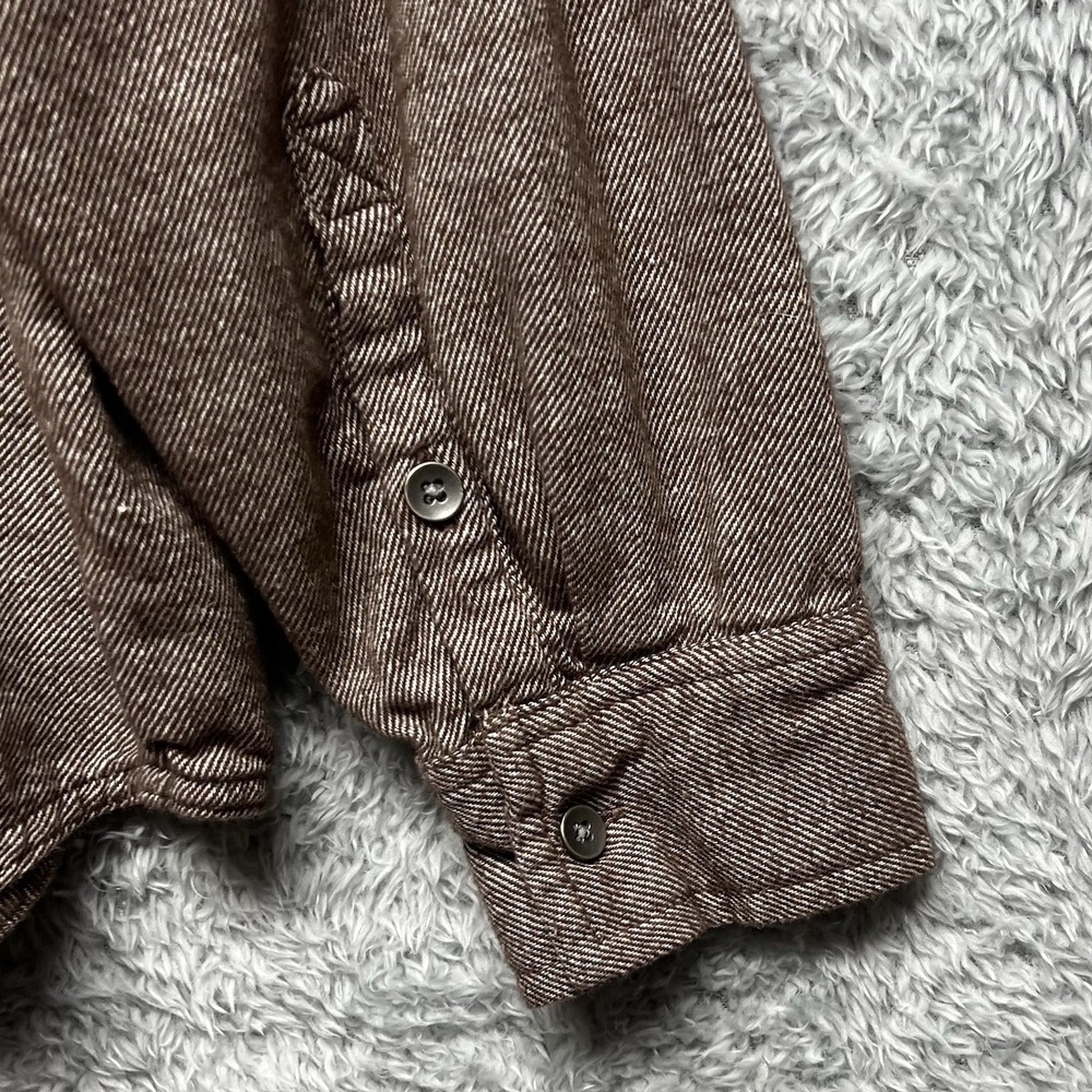Aerie Shirt Womens Small Brown Anytime Fave Twill Oversized Relaxed Button Up - Picture 6 of 14